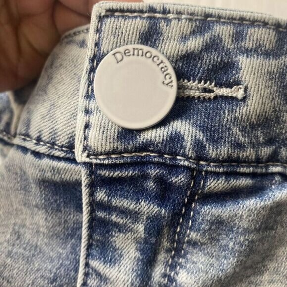 Democracy Plus Ab Solution  Frayed Hem Destructed Denim Mini Skirt Size 18W New - Picture 15 of 15